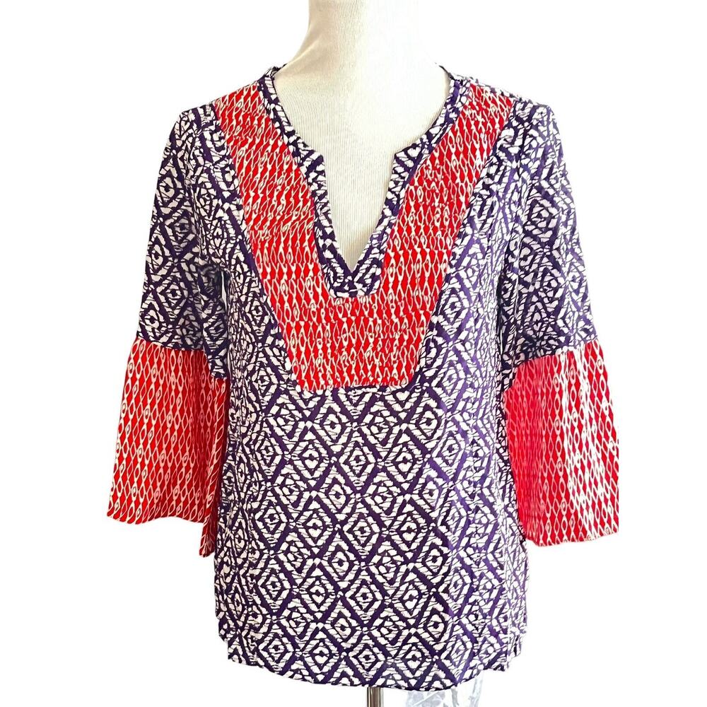 Vix Paula Hermanny •S• Ikat 100% Silk Blouse Tunic Top Cover Up